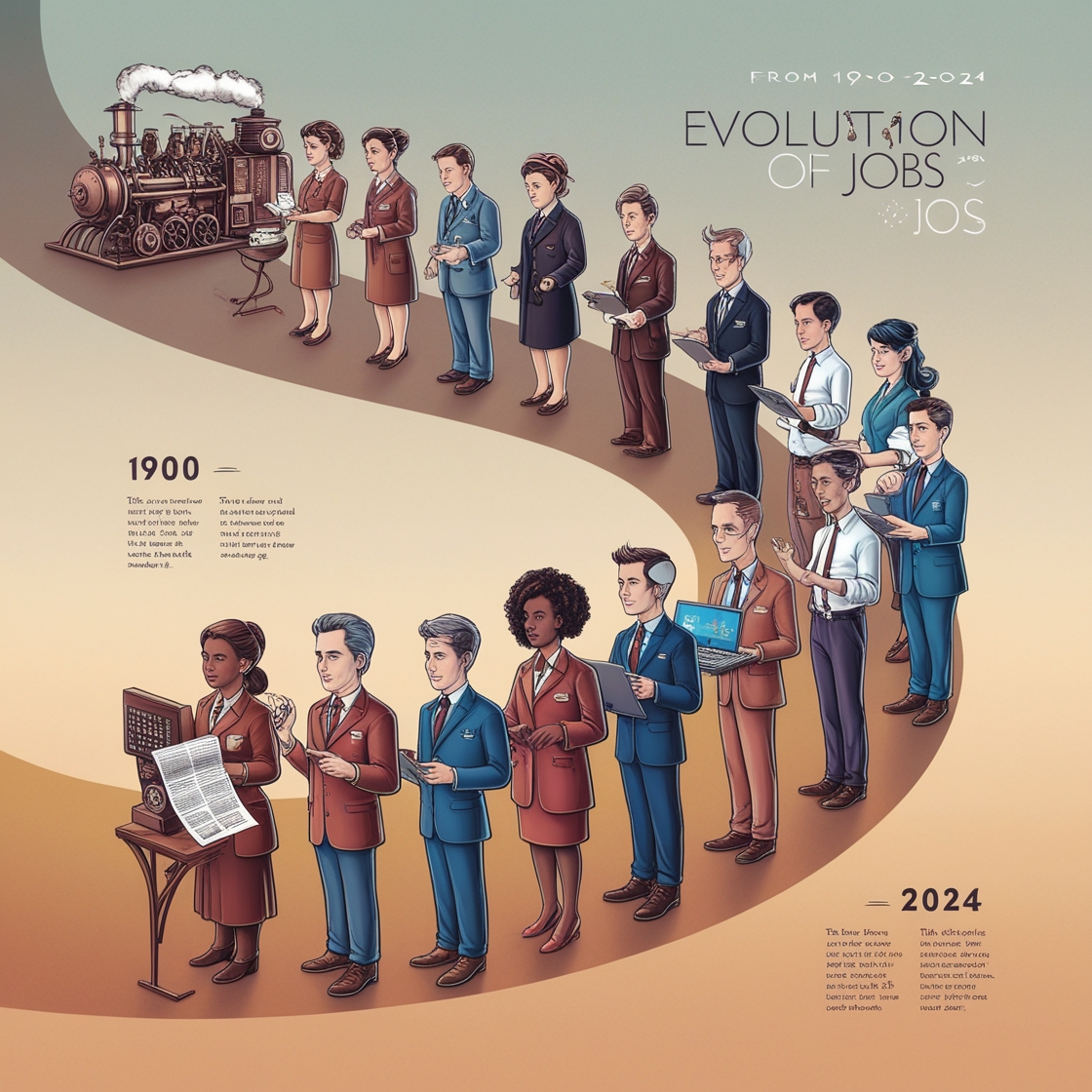 Evolution of Jobs From 1900 to 2024